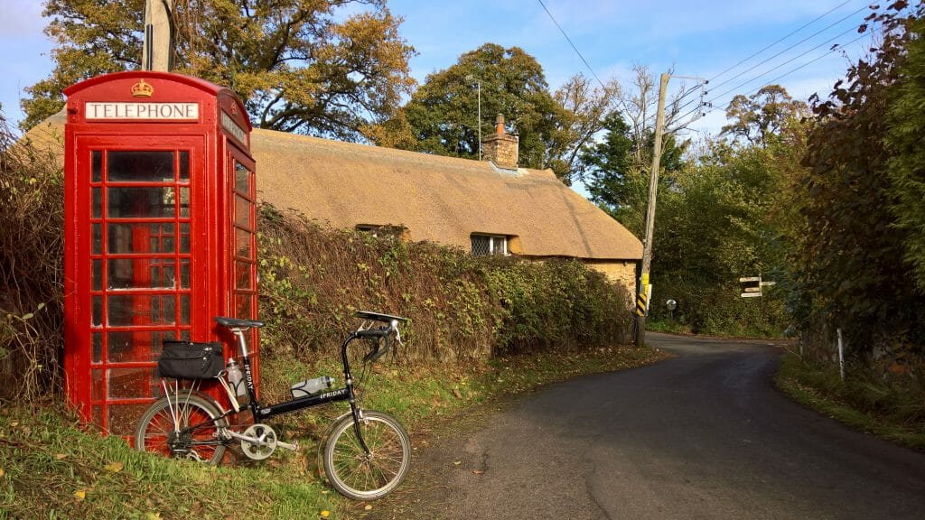 Bike Friday by British Telephone Booth in Scotland