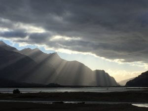 Patagonian mountains in morning sunshine